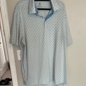 Adidas Blue Polo Shirt with Geometric Pattern